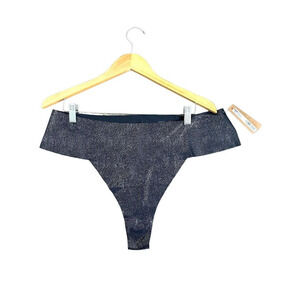 SKIMS Kim K. Womens Free Cut Dipped Thong PN-THG-1645 Onyx Foil Plus Size 4X NWT